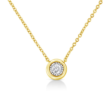 10K Yellow Gold Plated .925 Sterling Silver 1/10 Cttw Miracle Set Round Diamond Square Box Shape 18" Pendant Necklace (K-L Color, I2-I3 Clarity) by Bids.com