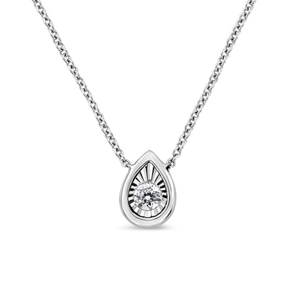 10K White Gold 1/10 Cttw Miracle Set Round-Cut Diamond Square Shape 18" Pendant Necklace (H-I Color, SI2-I1 Clarity) by Bids.com