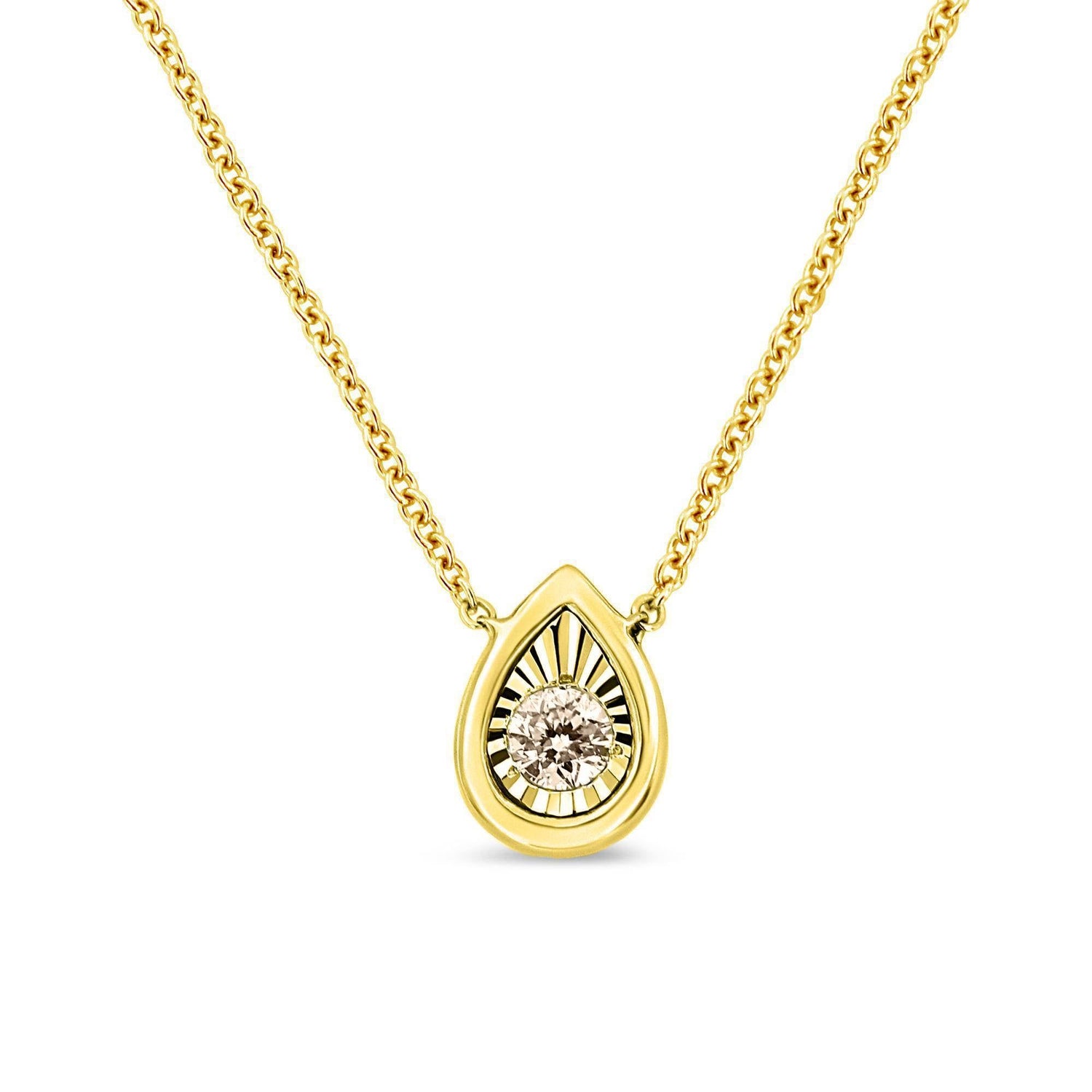 10K Yellow Gold Plated .925 Sterling Silver 1/10 Cttw Miracle Set Round Diamond Square Box Shape 18" Pendant Necklace (K-L Color, I2-I3 Clarity) by Bids.com