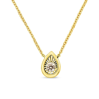 10K Yellow Gold Plated .925 Sterling Silver 1/10 Cttw Miracle Set Round Diamond Square Box Shape 18" Pendant Necklace (K-L Color, I2-I3 Clarity) by Bids.com