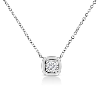 10K Yellow Gold Plated .925 Sterling Silver 1/10 Cttw Miracle Set Round Diamond Square Box Shape 18" Pendant Necklace (K-L Color, I2-I3 Clarity) by Bids.com
