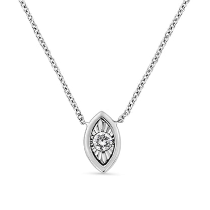 10K White Gold 1/10 Cttw Miracle Set Round-Cut Diamond Square Shape 18" Pendant Necklace (H-I Color, SI2-I1 Clarity) by Bids.com