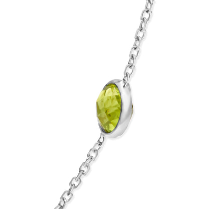 14K White Gold Bezel Set Mixed Gemstone 7 Station Adjustable 18"-24" Necklace  DestGlow