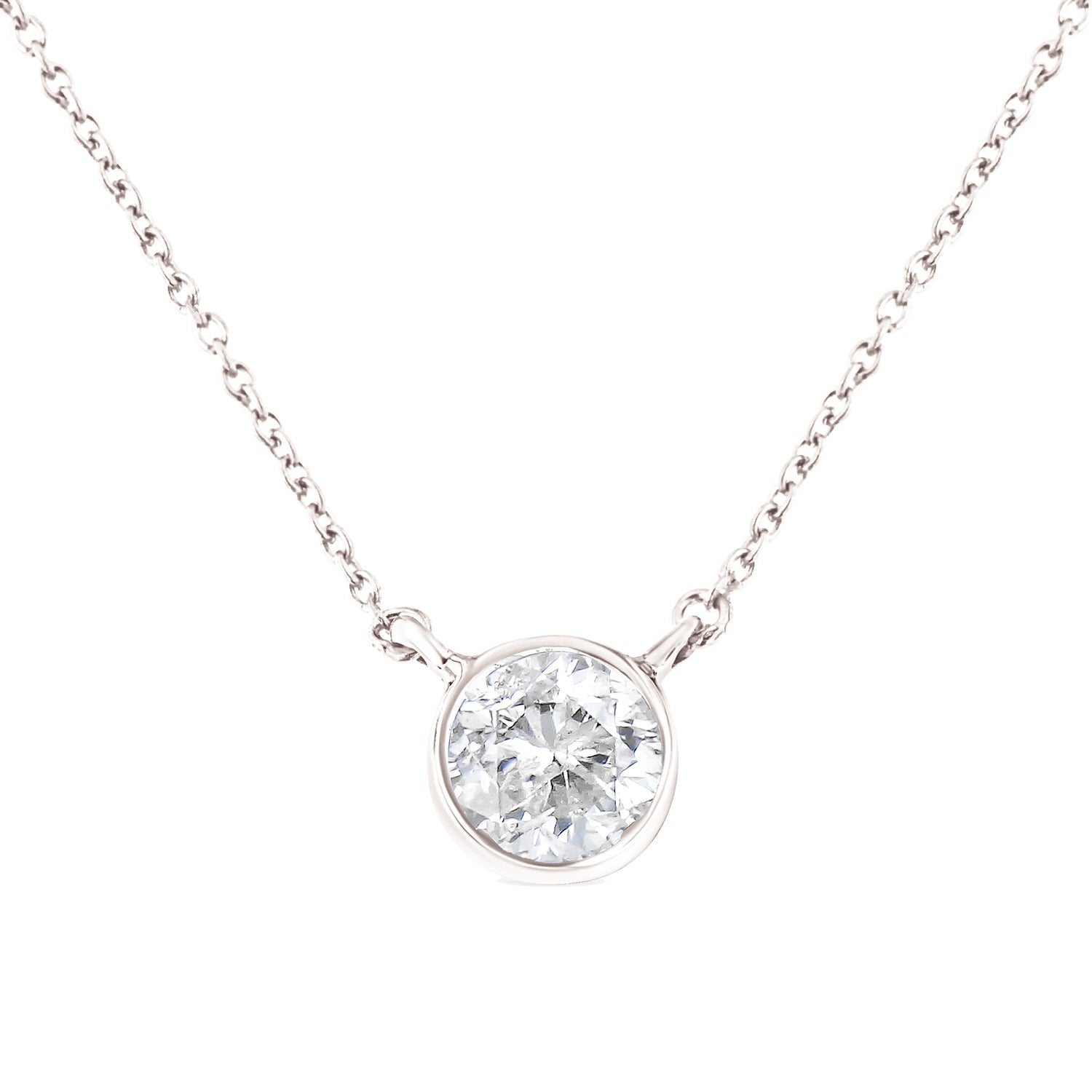 .925 Sterling Silver 1/2 Cttw Diamond Bezel 18" Pendant Necklace (I-J Color, I2-I3 Clarity) by Bids.com