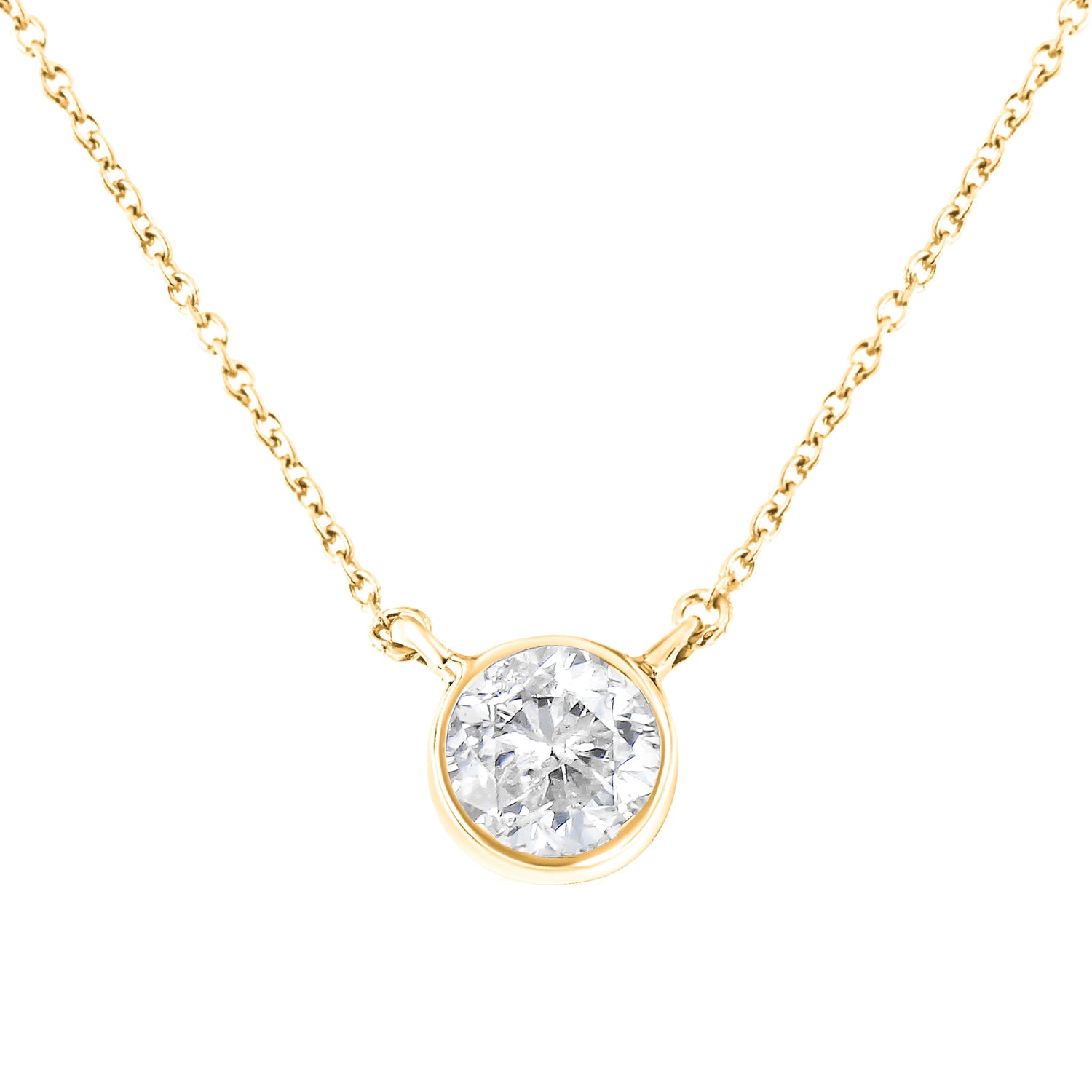.925 Sterling Silver 1/2 Cttw Diamond Bezel 18" Pendant Necklace (I-J Color, I2-I3 Clarity) by Bids.com