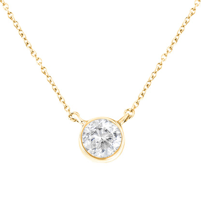 .925 Sterling Silver 1/2 Cttw Diamond Bezel 18" Pendant Necklace (I-J Color, I2-I3 Clarity) by Bids.com