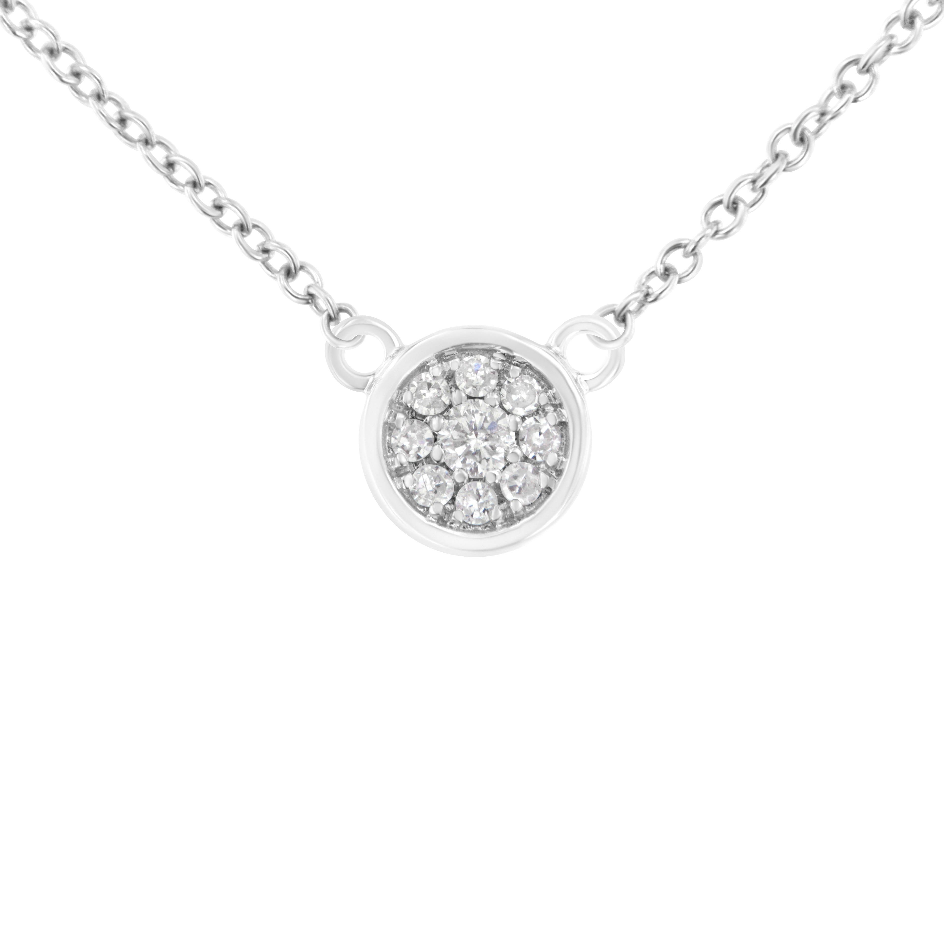 10K White Gold 1/4 Cttw Diamond Flower Pendant Necklace (I-J Color, I2-I3 Clarity) - Adjustable 16-18" chain by Bids.com