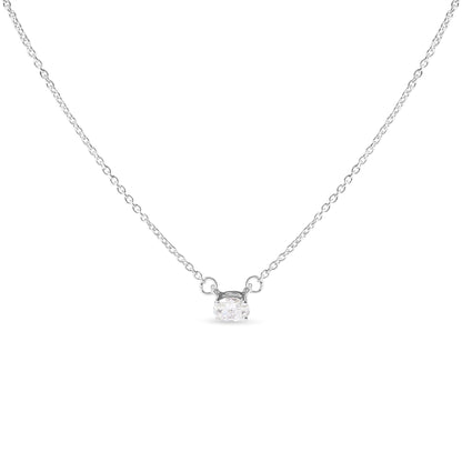 14K White Gold 1/4 Cttw Lab Grown Oval Solitaire Diamond East West 18" Pendant Necklace (G-H Color, VS2-SI1 Clarity) by Bids.com
