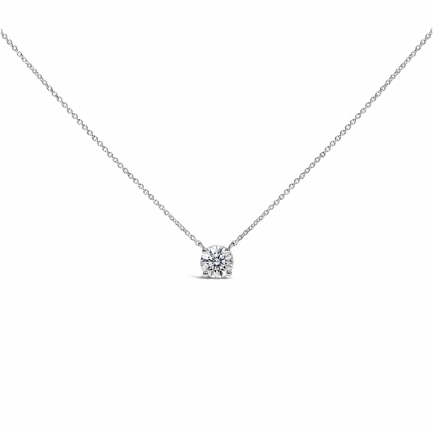 14K White Gold 1.00 Cttw Lab Grown Diamond Solitaire Pendant  DestGlow