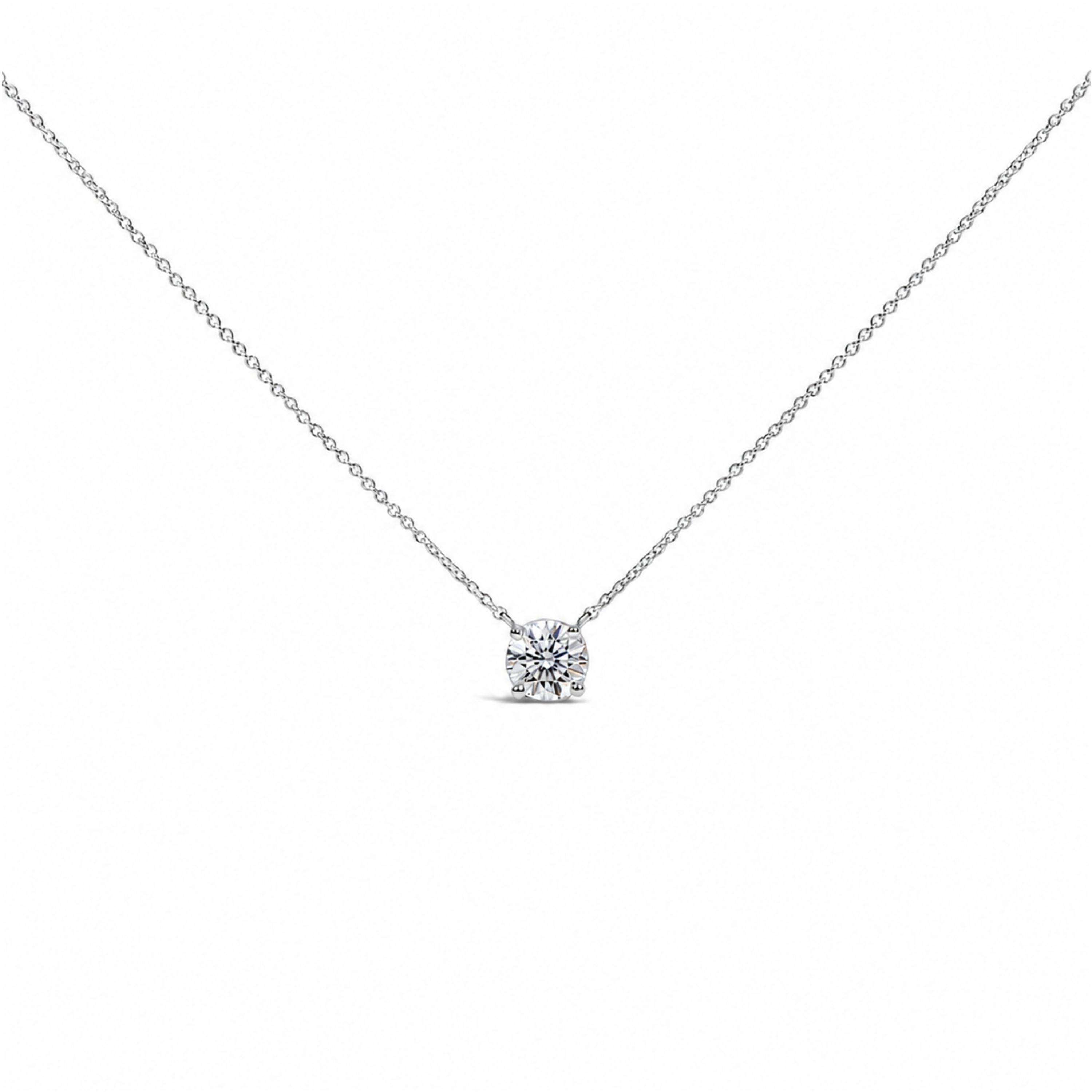 14K White Gold 1.00 Cttw Lab Grown Diamond Solitaire Pendant  DestGlow