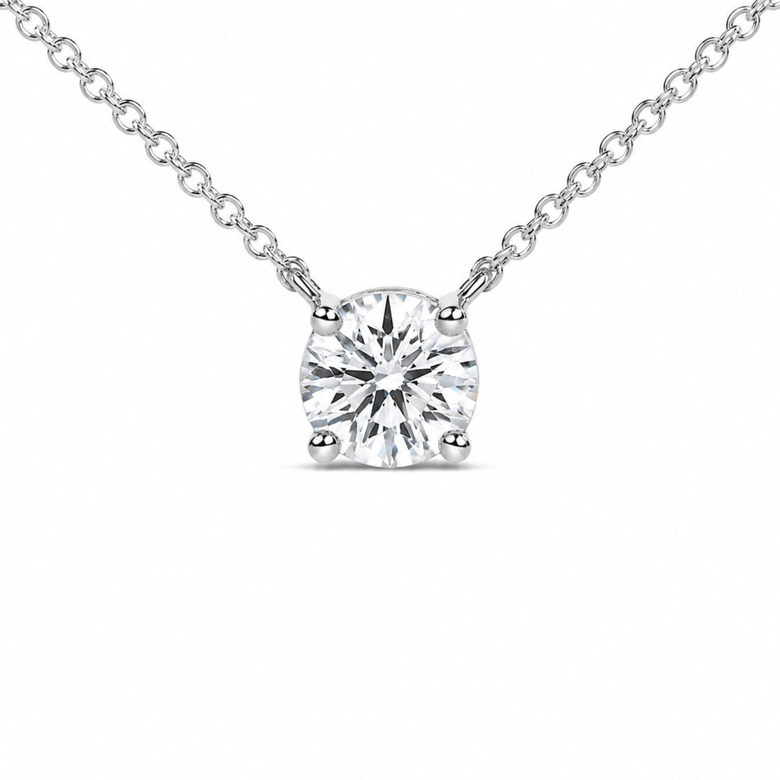 14K White Gold 1.00 Cttw Lab Grown Diamond Solitaire Pendant  DestGlow