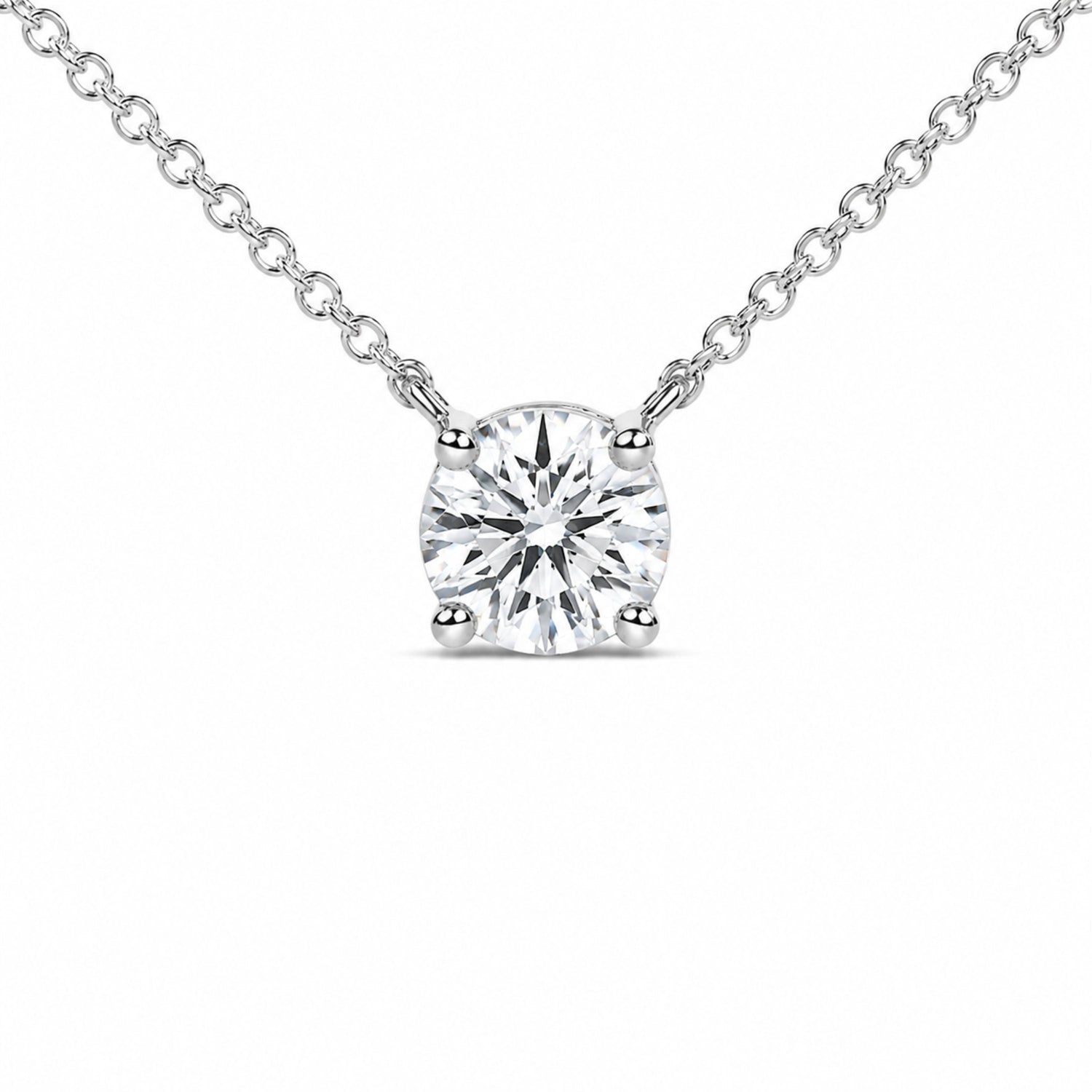 14K White Gold 1.00 Cttw Lab Grown Diamond Solitaire Pendant  DestGlow