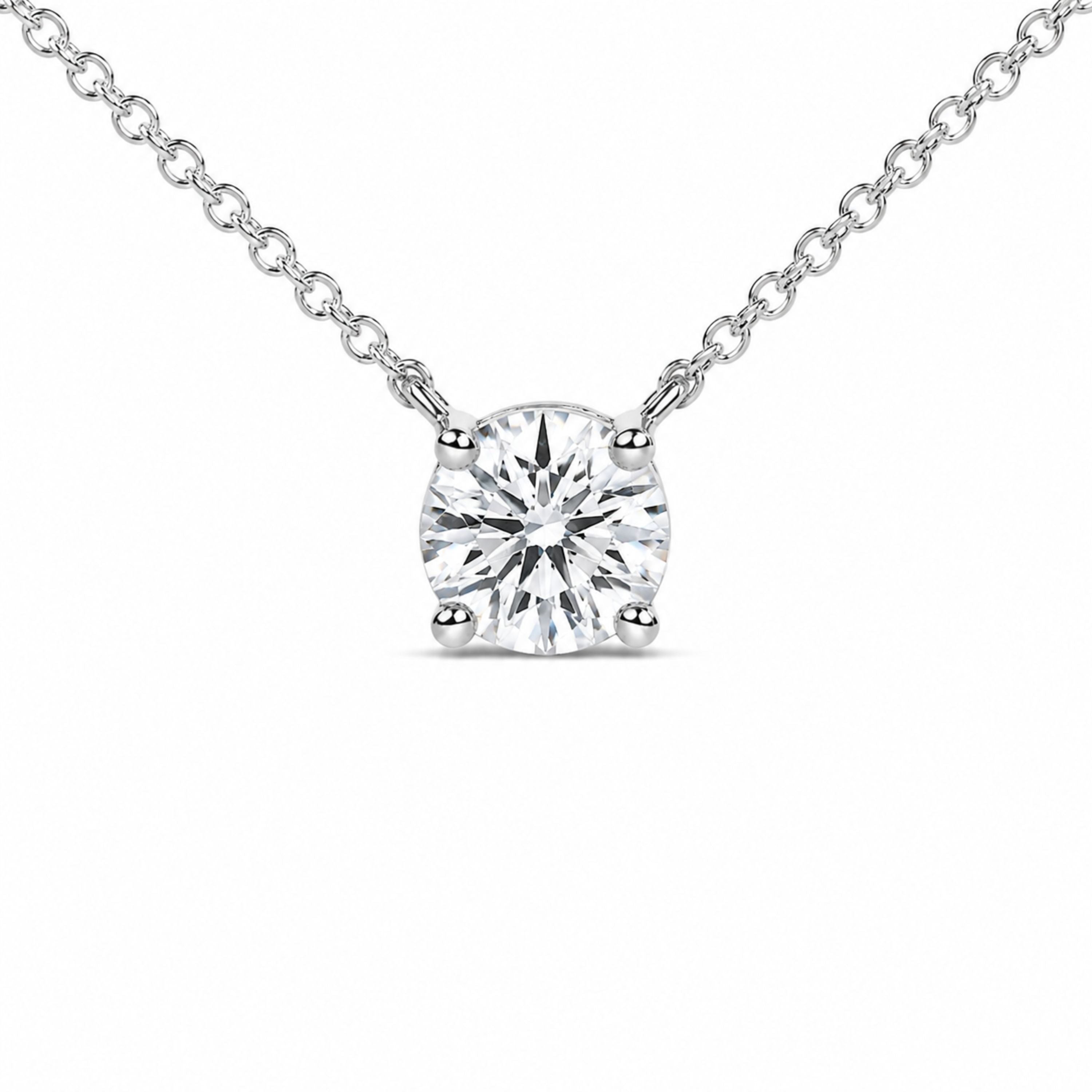 14K White Gold 1.00 Cttw Lab Grown Diamond Solitaire Pendant  DestGlow