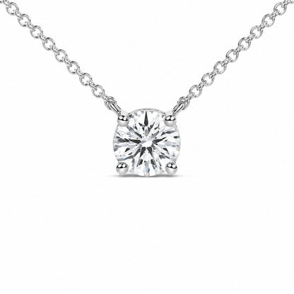14K White Gold 1.00 Cttw Lab Grown Diamond Solitaire Pendant  DestGlow
