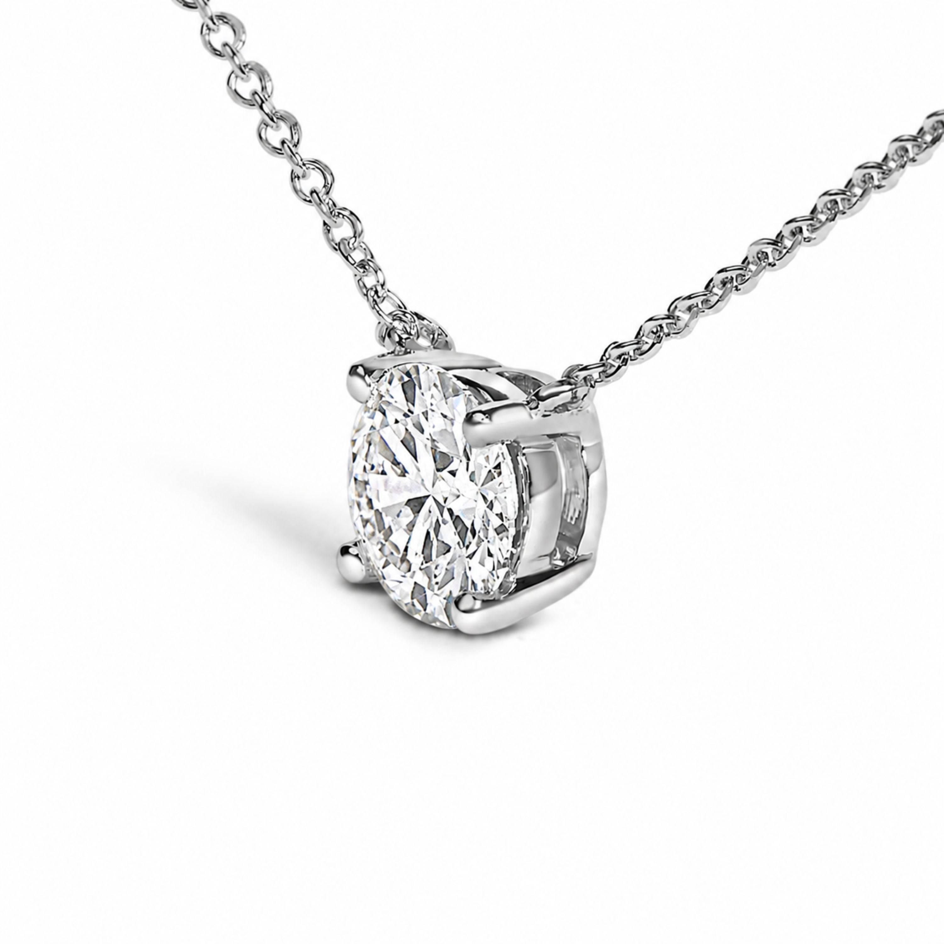 14K White Gold 1.00 Cttw Lab Grown Diamond Solitaire Pendant  DestGlow