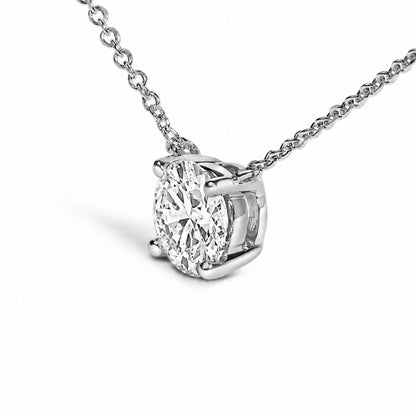 14K White Gold 1.00 Cttw Lab Grown Diamond Solitaire Pendant  DestGlow