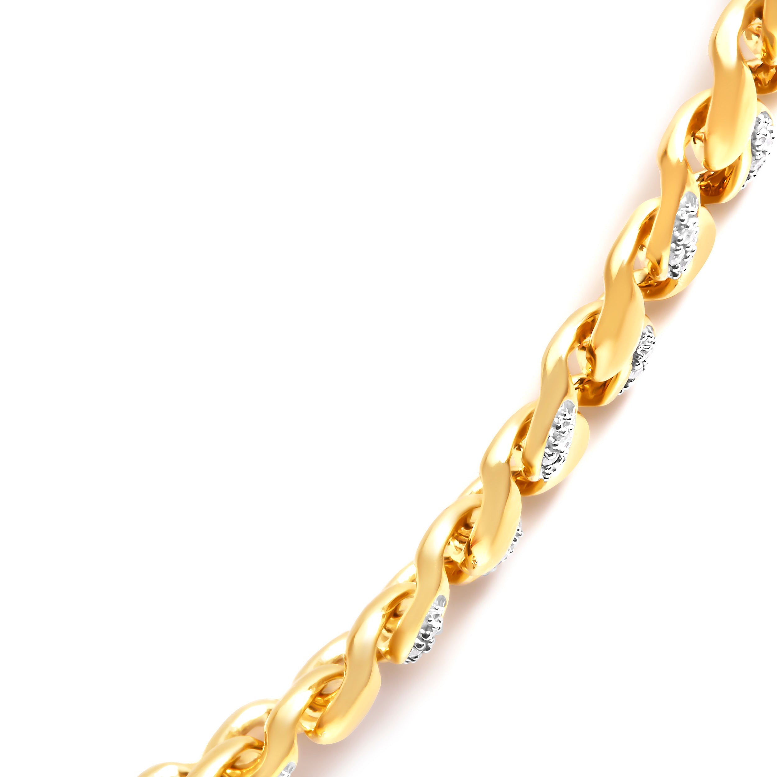 14K Yellow Gold Plated .925 Sterling Silver 1.0 Cttw Diamond Cuban Link Necklace (I-J Color, I3 Clarity) - 18" Inches by Bids.com