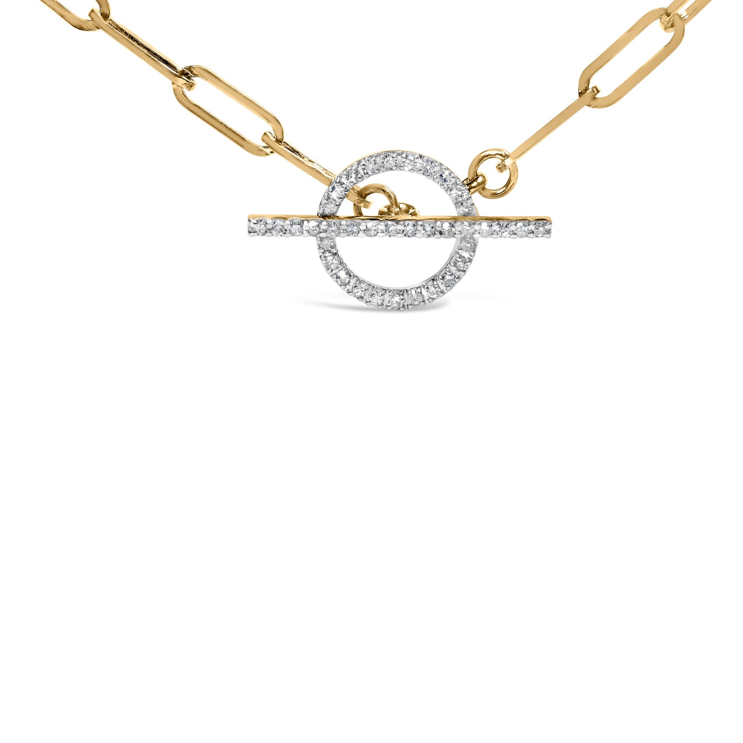 14KT Yellow Gold 1/4 Cttw Diamond Toggle Clasp Paperclip Link Necklace (I-J Color, I1-I2 Clarity) - 18" Inches by Bids.com