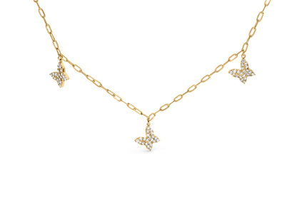 14KT Yellow Gold 1/2 Cttw Diamond Butterfly Station Paperclip Station Necklace (I-J Color, I1-I2 Clarity) - Adjustable 15"-17" Inches by Bids.com