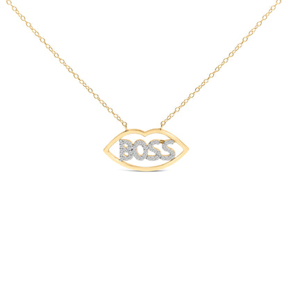 14K Yellow Gold Plated Silver 1/4 Cttw Diamond "Boss" Pendant Necklace - 18 Inch by Bids.com