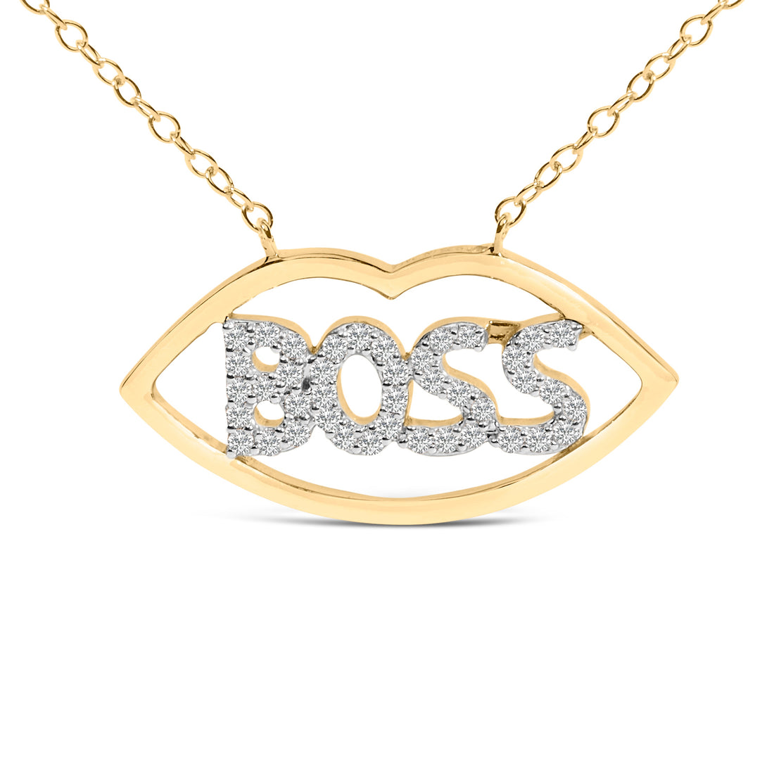 14K Yellow Gold Plated Silver 1/4 Cttw Diamond "Boss" Pendant Necklace - 18 Inch by Bids.com