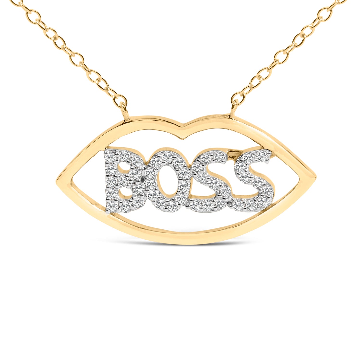 14K Yellow Gold Plated Silver 1/4 Cttw Diamond "Boss" Pendant Necklace - 18 Inch by Bids.com