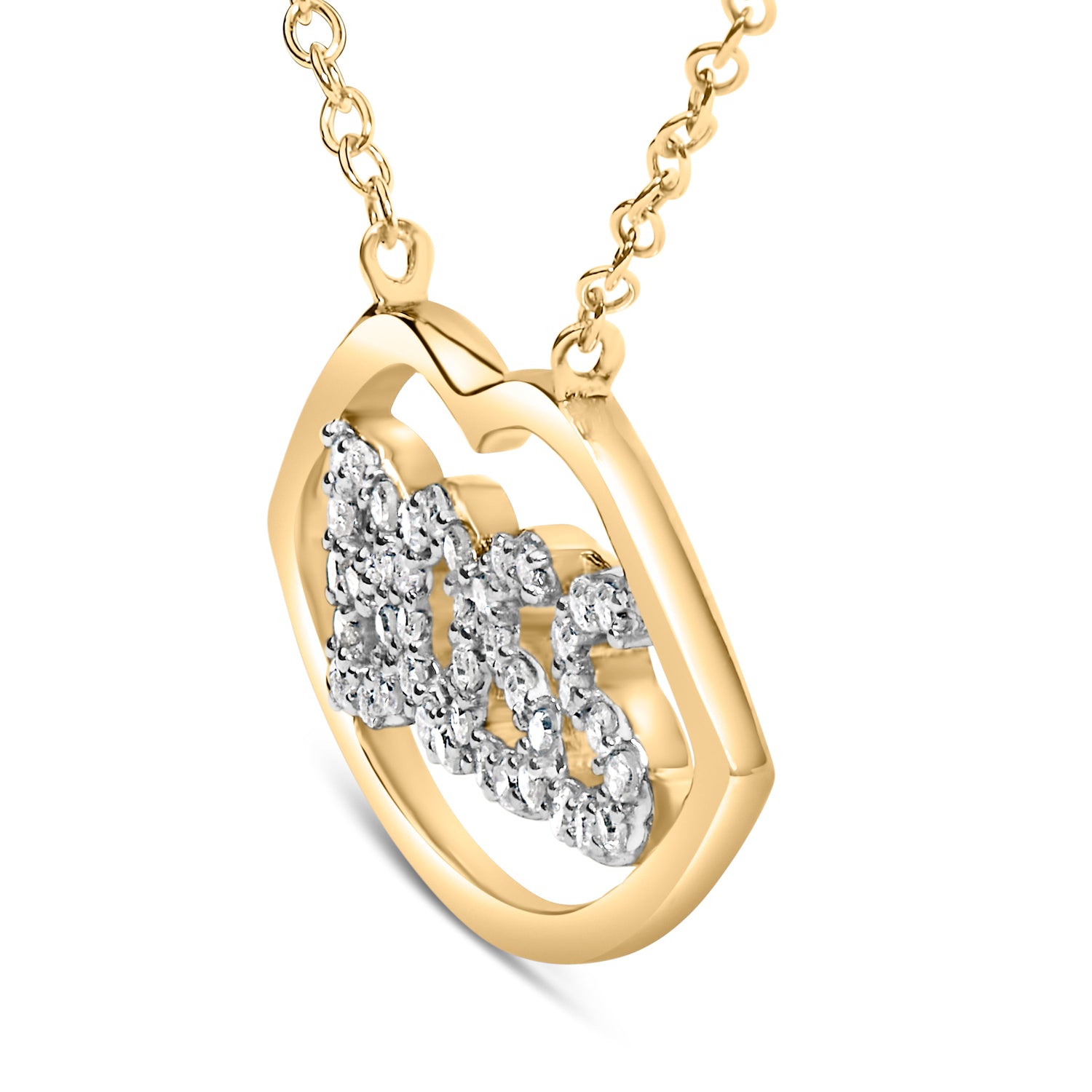 14K Yellow Gold Plated Silver 1/4 Cttw Diamond "Boss" Pendant Necklace - 18 Inch by Bids.com