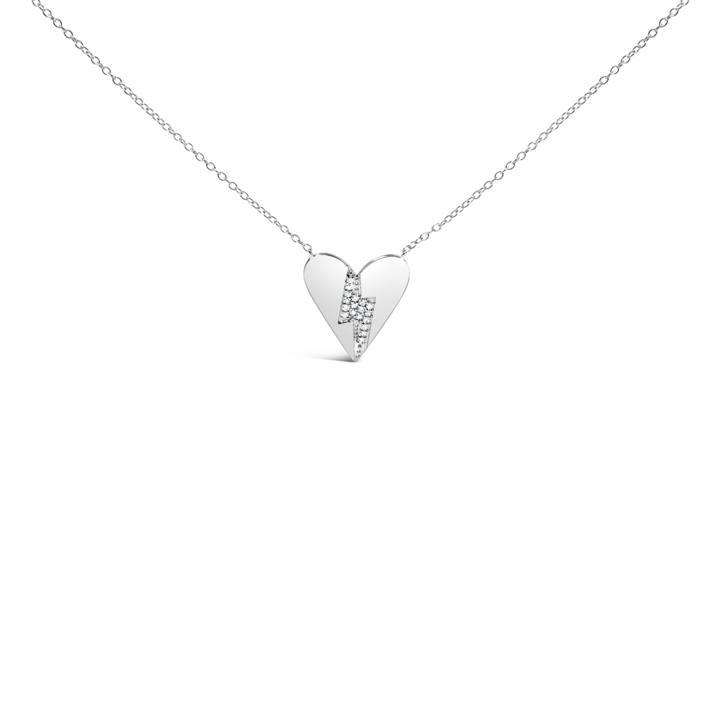 .925 Sterling Silver Diamond Broken Heart Pendant Necklace (H-I Color, I1-I2 Clarity) - 18" Inches by Bids.com