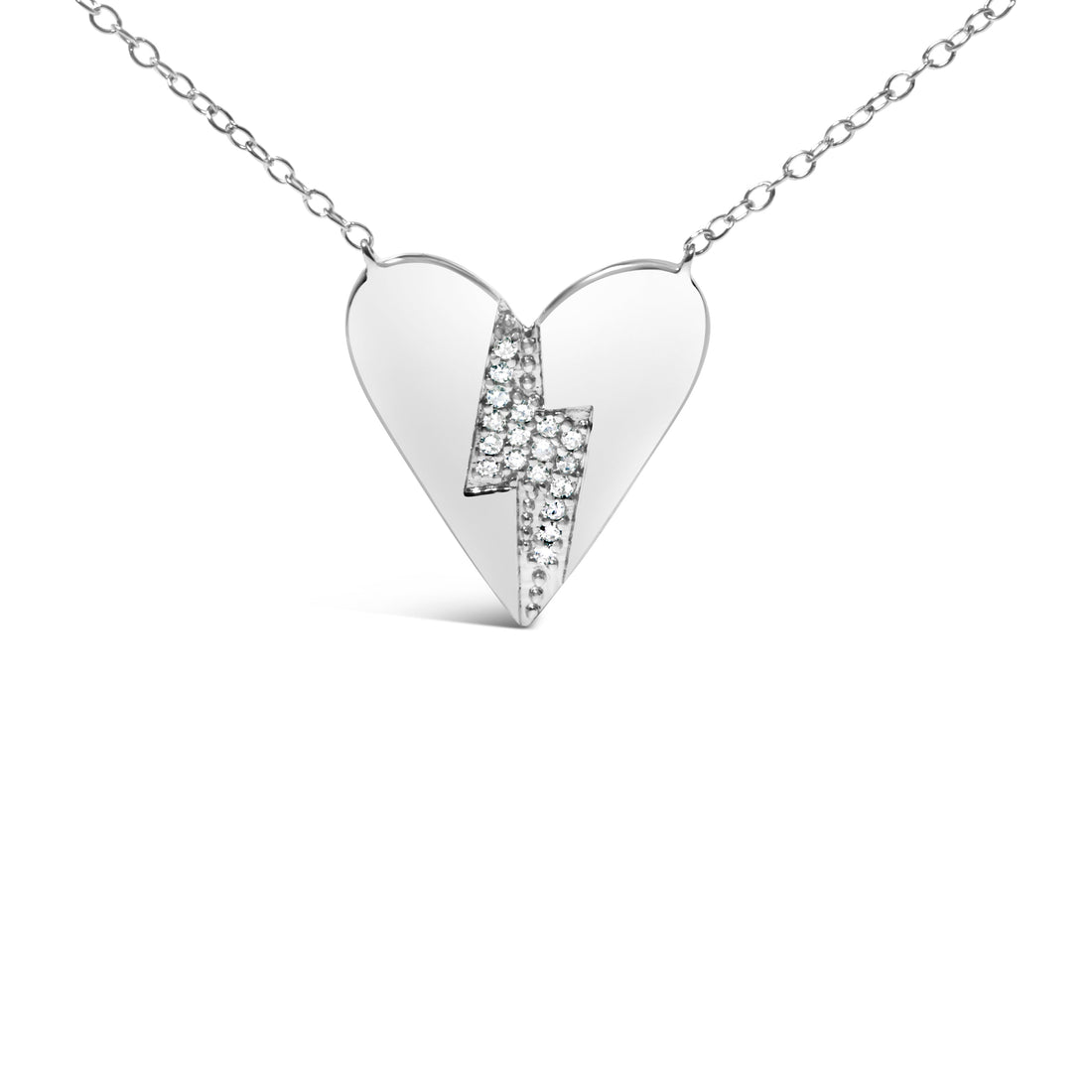 .925 Sterling Silver Diamond Broken Heart Pendant Necklace (H-I Color, I1-I2 Clarity) - 18" Inches by Bids.com