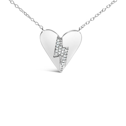 .925 Sterling Silver Diamond Broken Heart Pendant Necklace (H-I Color, I1-I2 Clarity) - 18" Inches by Bids.com