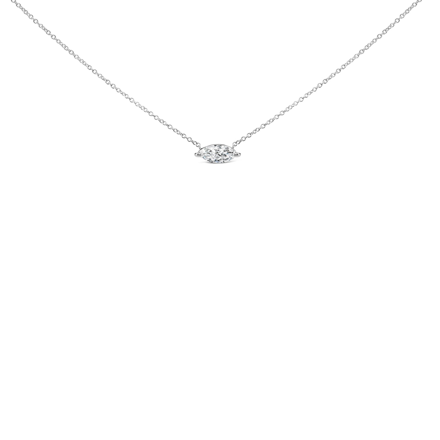 14K White Gold 1/2 Cttw Marquise Lab-Grown Diamond East West Solitaire 18" Pendant Necklace (F-G Color, VS2-SI1 Clarity) by Bids.com