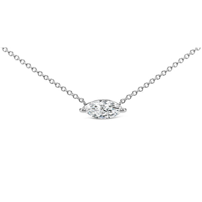 14K White Gold 1/2 Cttw Marquise Lab-Grown Diamond East West Solitaire 18" Pendant Necklace (F-G Color, VS2-SI1 Clarity) by Bids.com