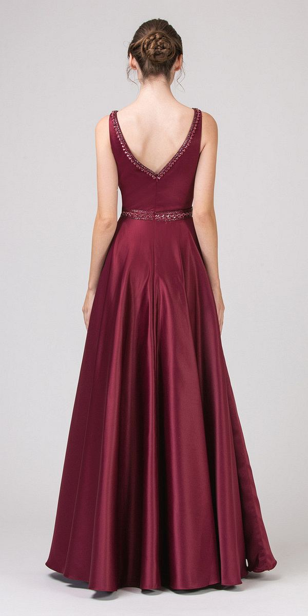 CLEARANCE - Eureka 9010 Embellished Long Prom Dress V-Neck with Pockets (Size L) by DiscountDressShop
