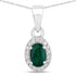 0.81 Carat Genuine Zambian Emerald and White Diamond 14K White Gold Pendant by Bids.com