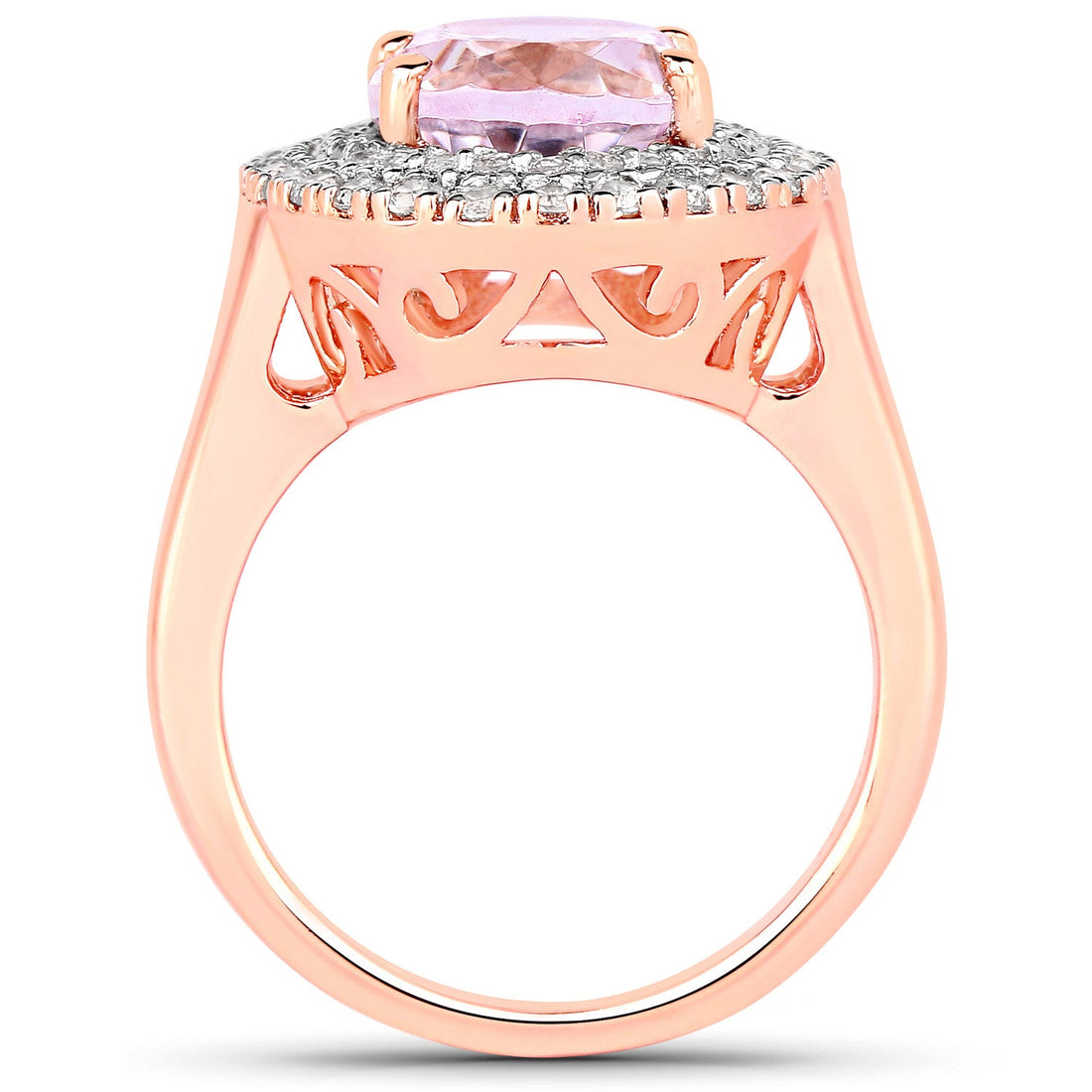 5.48 Carat Genuine Kunzite and White Topaz .925 Sterling Silver Ring by Bids.com
