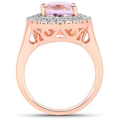 5.48 Carat Genuine Kunzite and White Topaz .925 Sterling Silver Ring by Bids.com