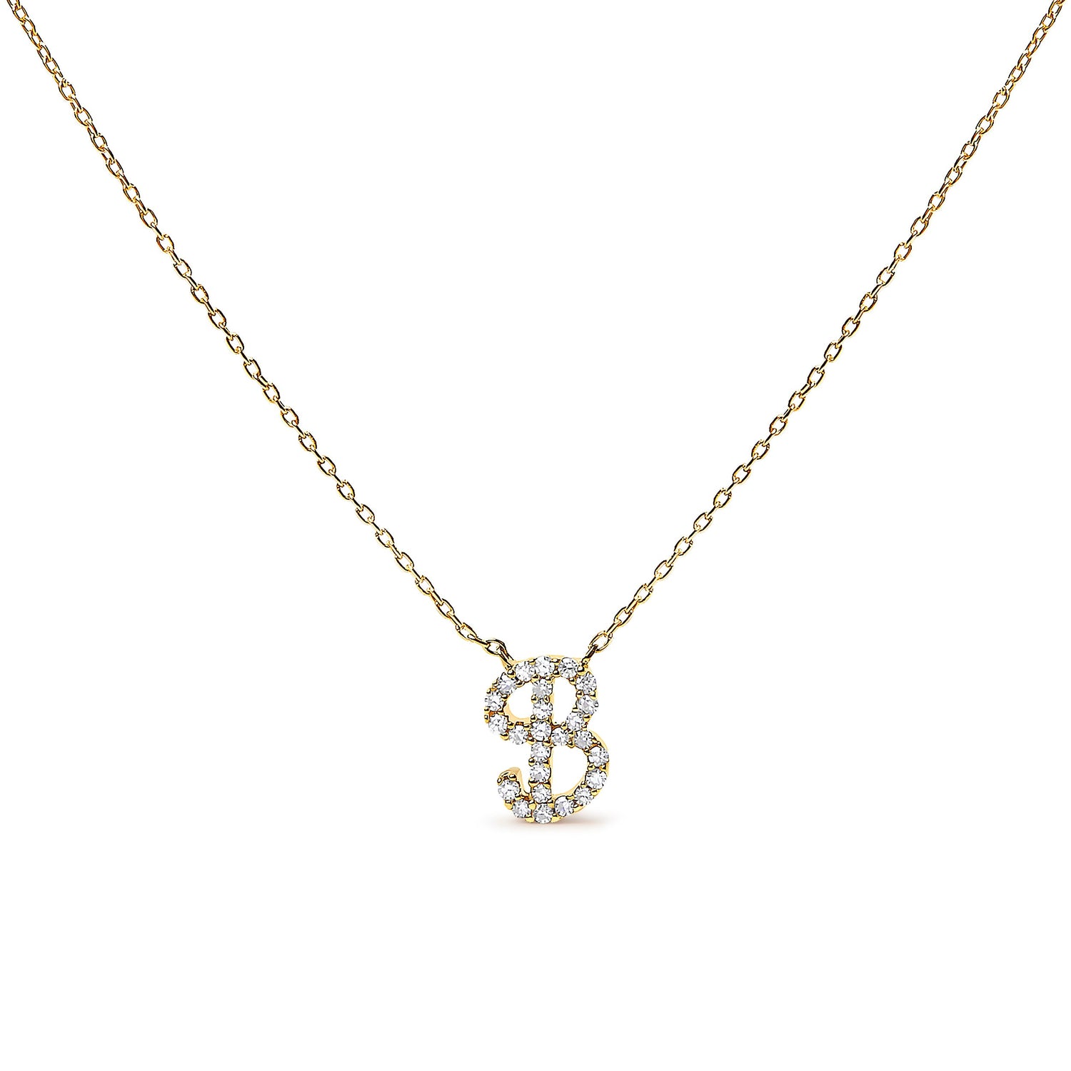 10K White Gold Diamond Accent "A" Initial Script Style Pendant Necklace by Bids.com