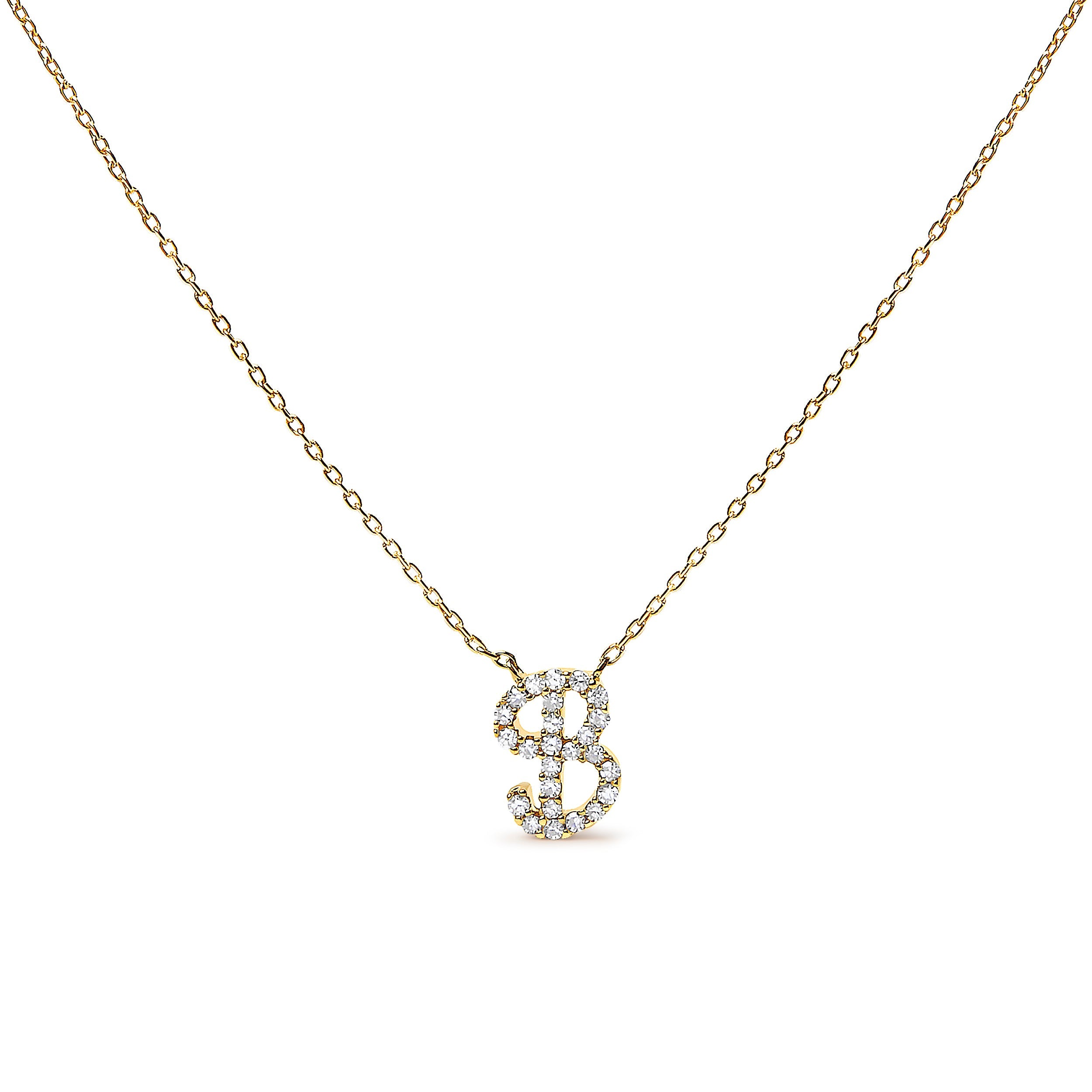 10K White Gold Diamond Accent "A" Initial Script Style Pendant Necklace by Bids.com