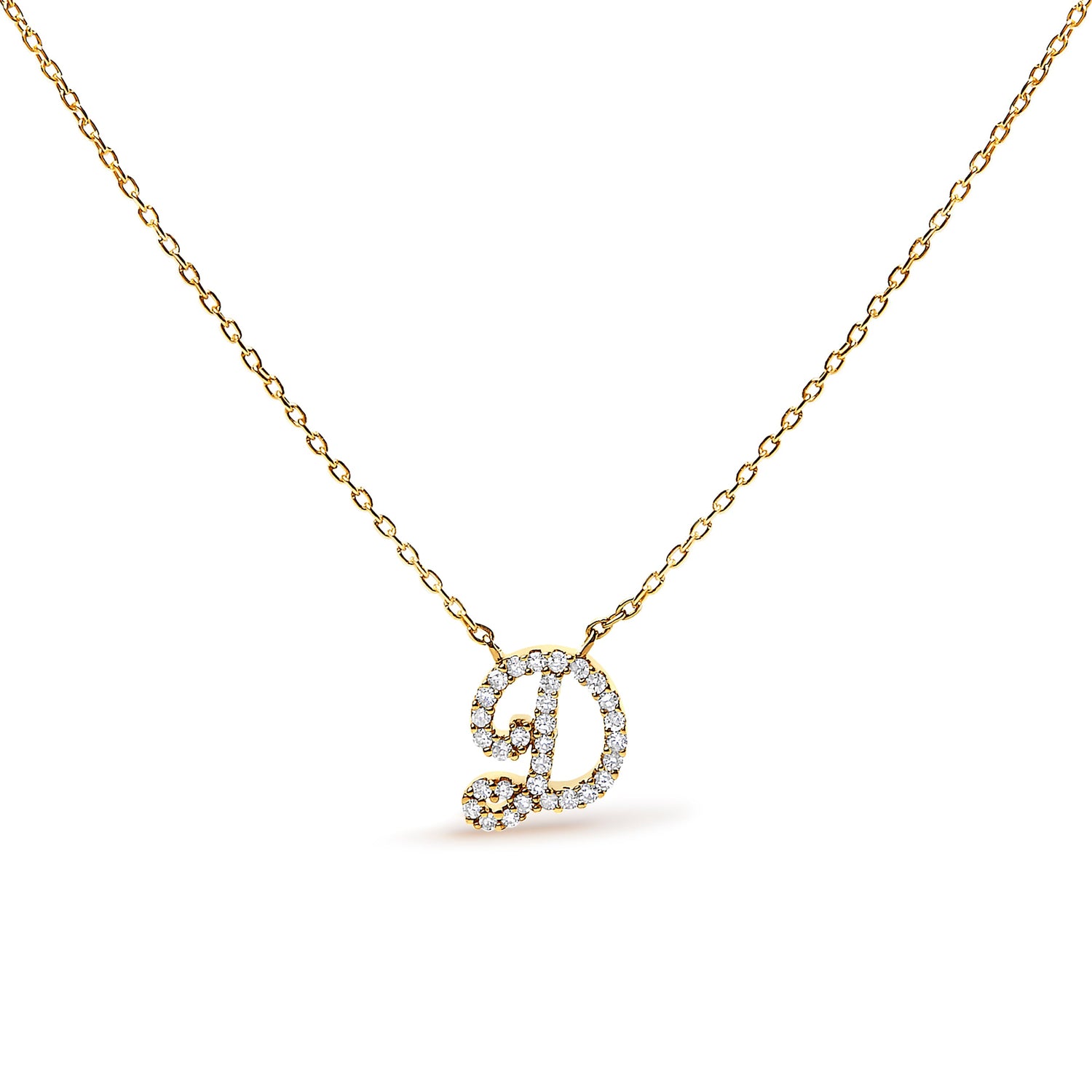 10K White Gold Diamond Accent "A" Initial Script Style Pendant Necklace by Bids.com