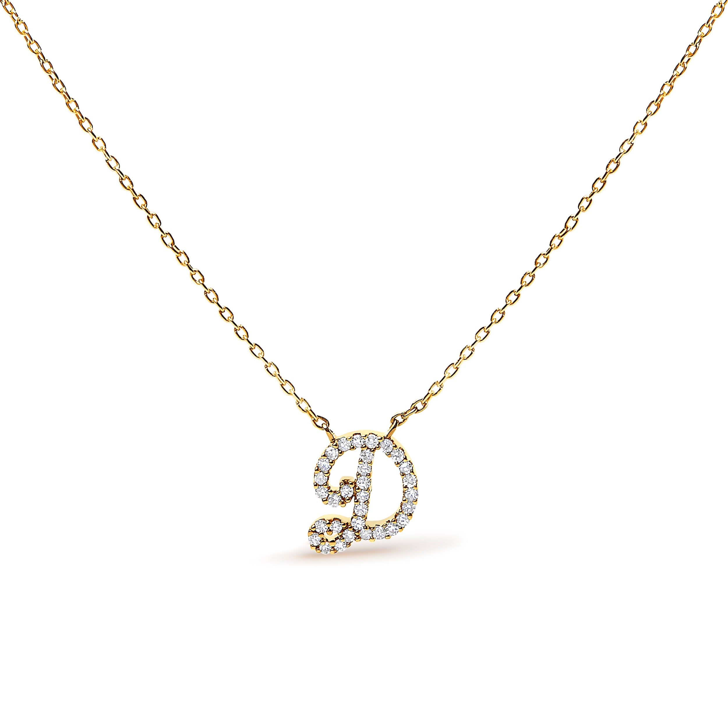 10K White Gold Diamond Accent "A" Initial Script Style Pendant Necklace by Bids.com