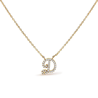 10K White Gold Diamond Accent "A" Initial Script Style Pendant Necklace by Bids.com