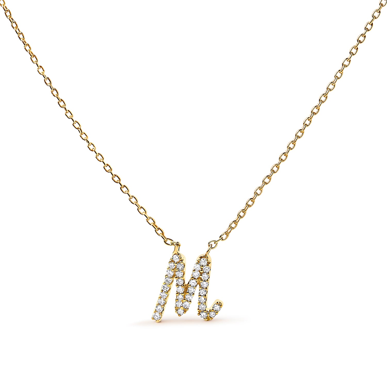 10K White Gold Diamond Accent "A" Initial Script Style Pendant Necklace by Bids.com