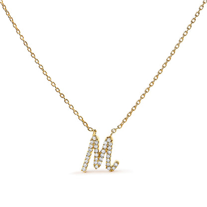 10K White Gold Diamond Accent "A" Initial Script Style Pendant Necklace by Bids.com