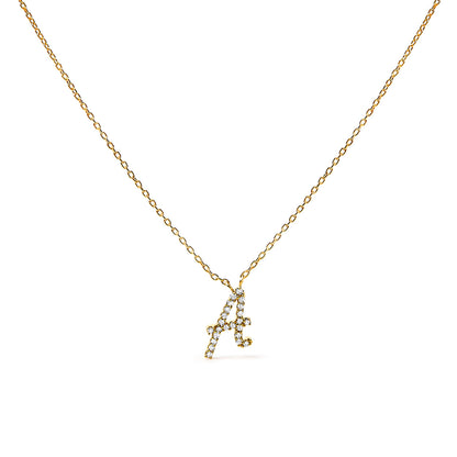 10K White Gold Diamond Accent "A" Initial Script Style Pendant Necklace by Bids.com