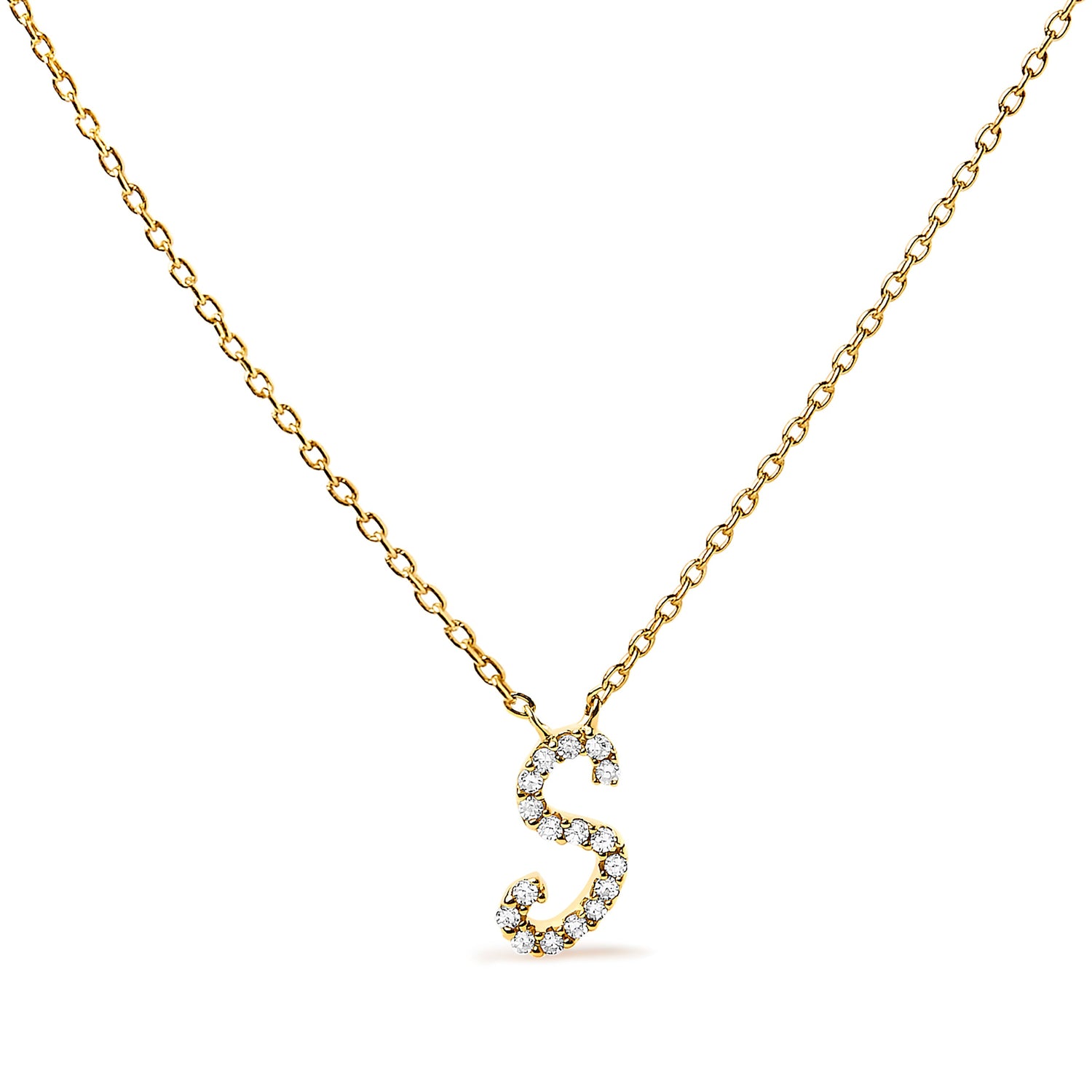 10K White Gold Diamond Accent "A" Initial Script Style Pendant Necklace by Bids.com