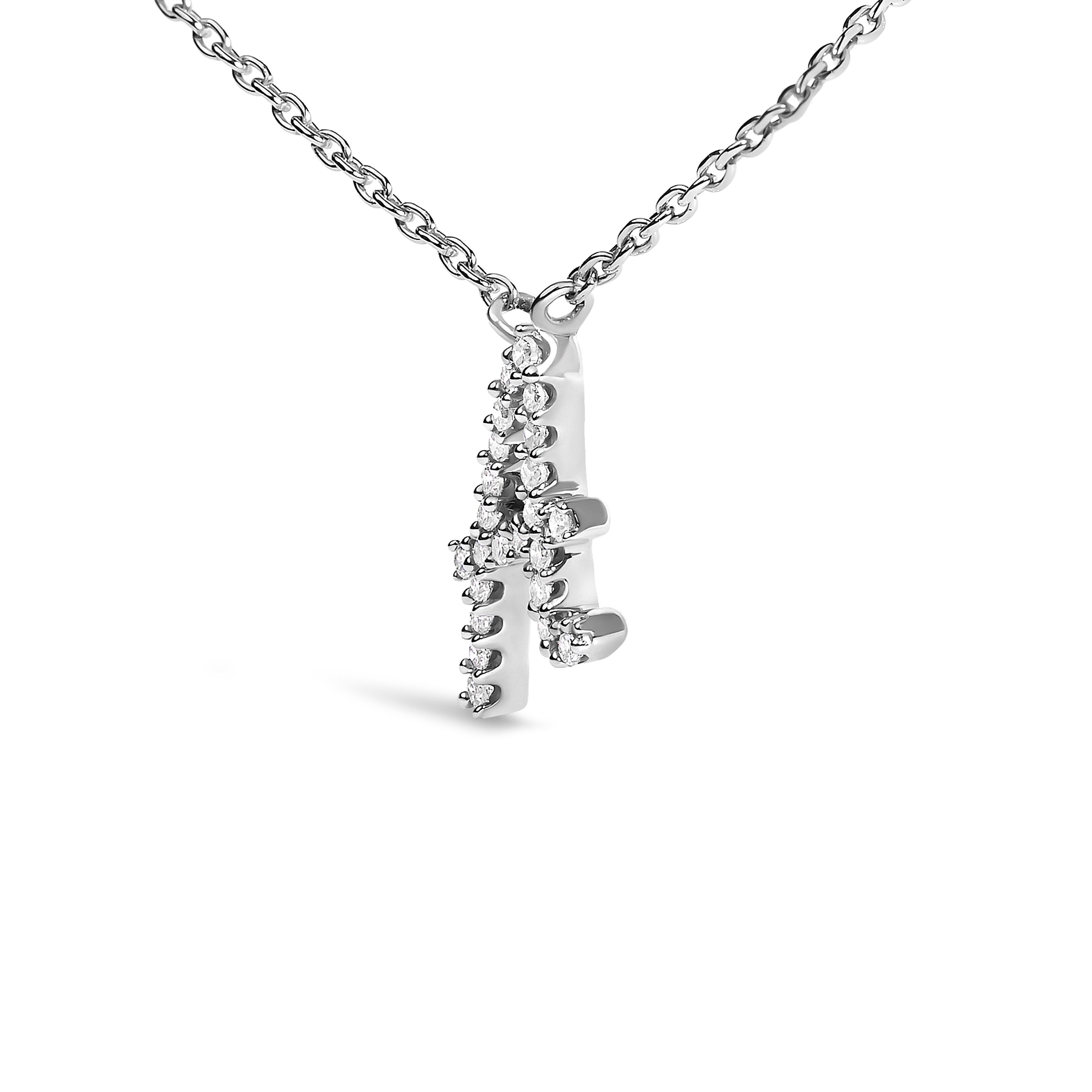 10K White Gold Diamond Accent "A" Initial Script Style Pendant Necklace by Bids.com