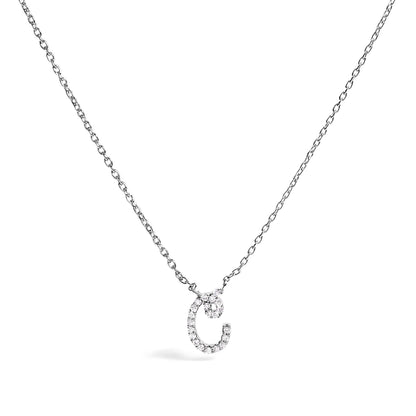 10K White Gold Diamond Accent "A" Initial Script Style Pendant Necklace by Bids.com