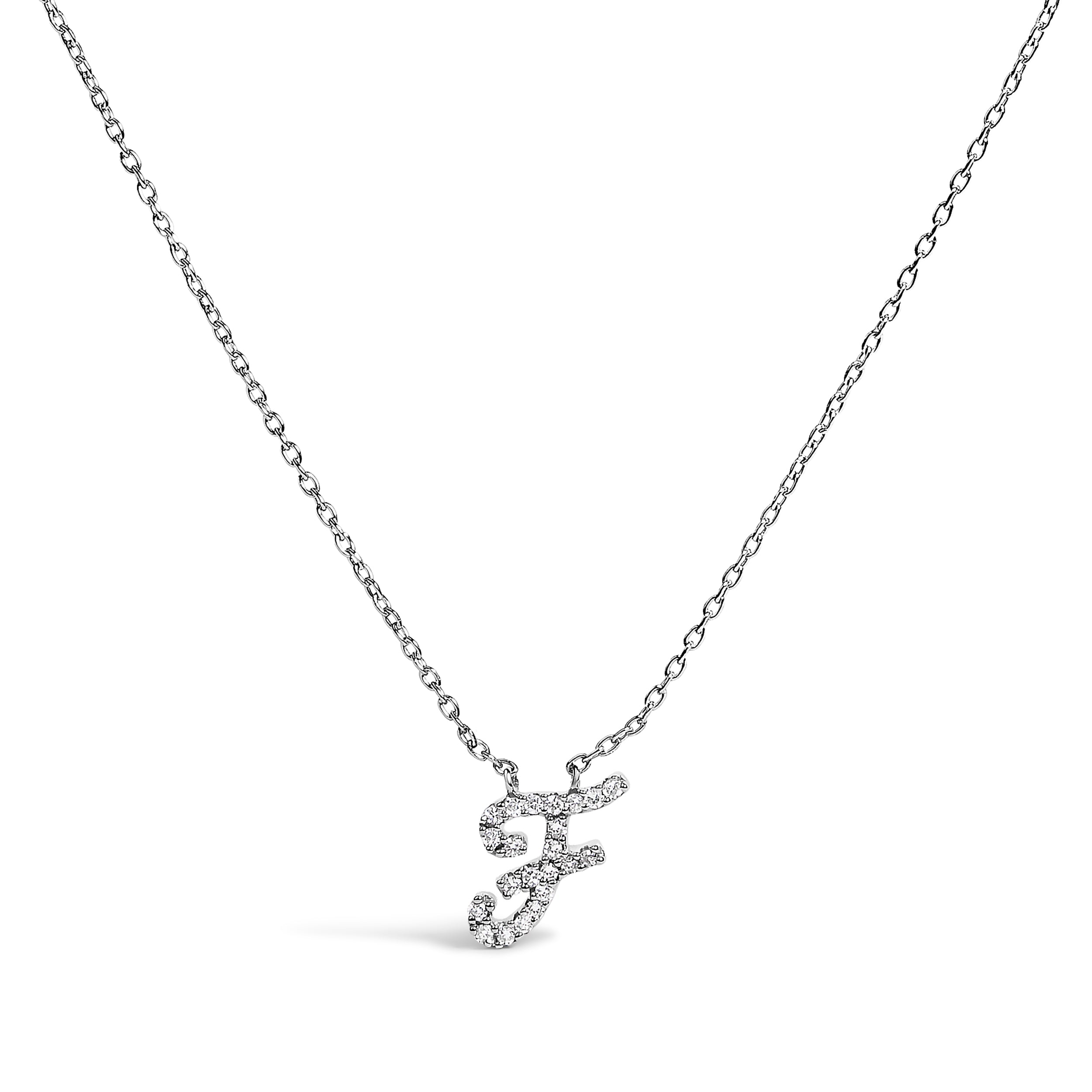 10K White Gold Diamond Accent "A" Initial Script Style Pendant Necklace by Bids.com