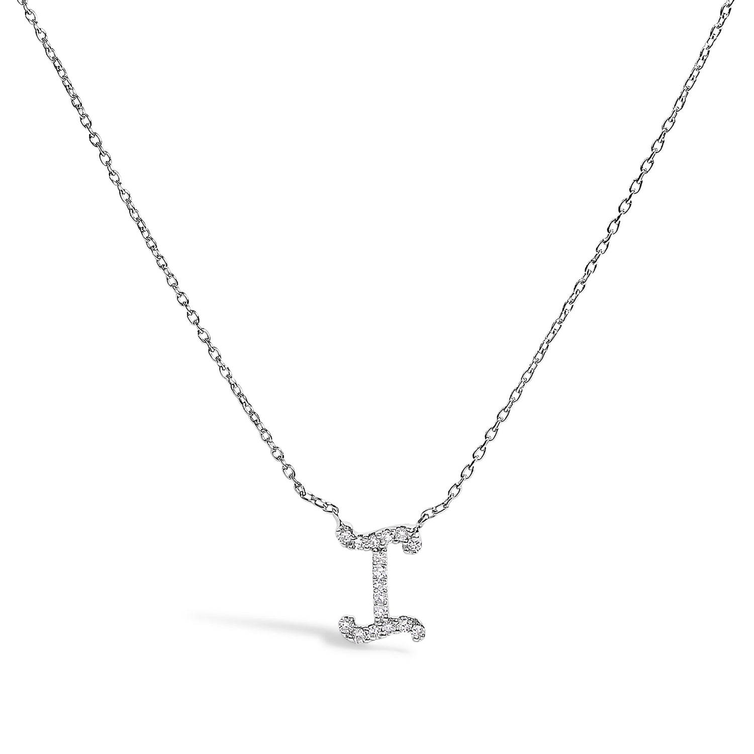 10K White Gold Diamond Accent "A" Initial Script Style Pendant Necklace by Bids.com