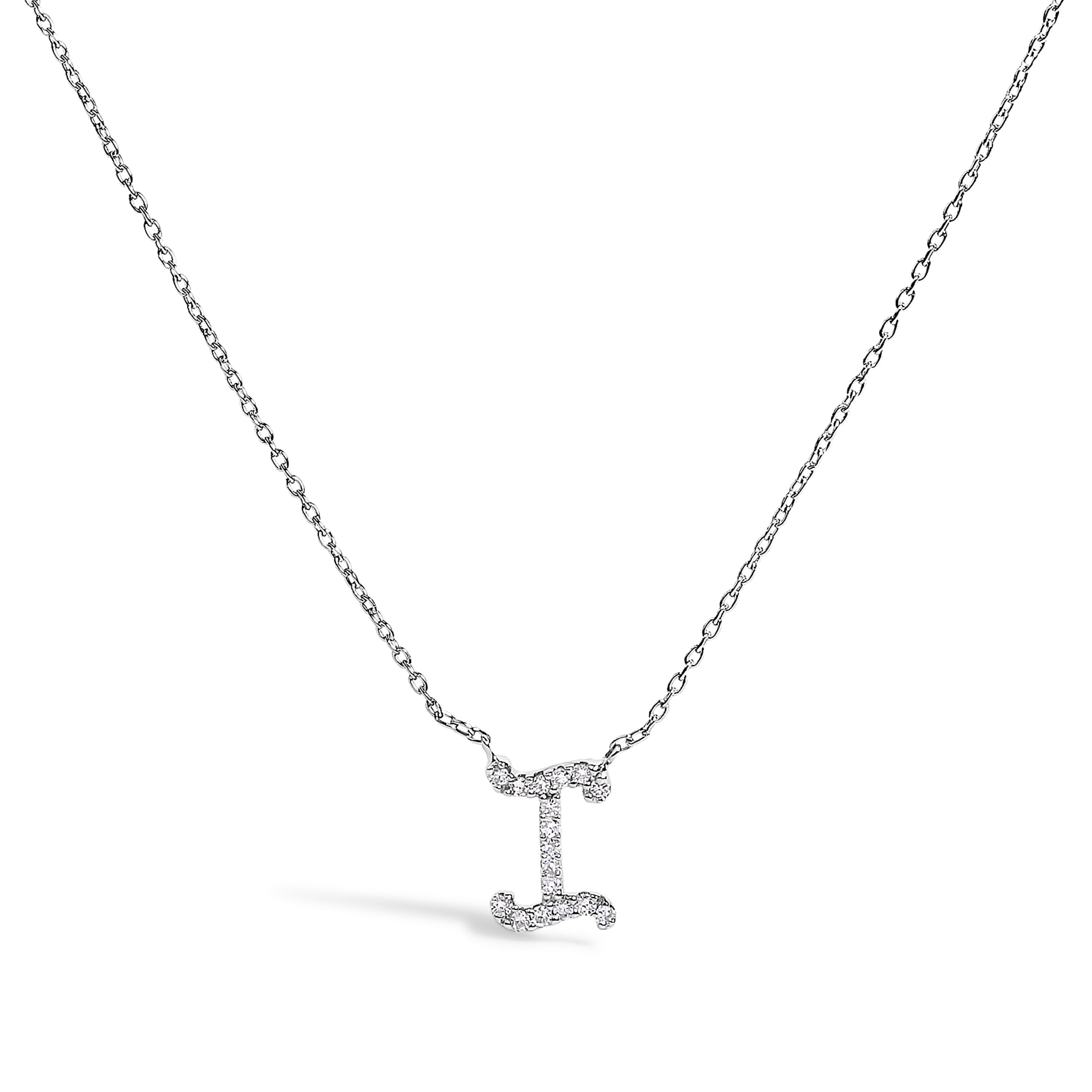 10K White Gold Diamond Accent "A" Initial Script Style Pendant Necklace by Bids.com